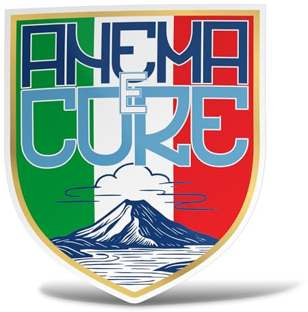 Aufkleber Anema und Core Napoli 4. Wappen Champions d'Italia – Aufkleber aus PVC, personalisierbar, bedruckt in Italien, wasserfest, verschiedene Größen und Oberflächen (15 cm)