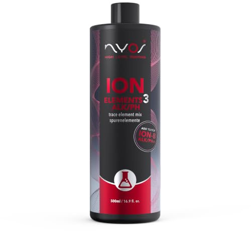 Nyos ION Elements 3 ALK/PH – Optimale Spurenelementmischung für präzise Meerwasseraquaristik, Ergänzung zu ION-B, Fluor, Jod, Kalium, Selen, 250ml