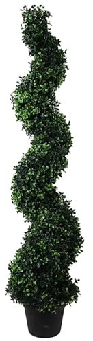 Leaf Künstlicher Turm, Formschnitt, Spiralform, Metallspitzen-Design, 120 cm, Buchsbaum, Natur, 120 cm