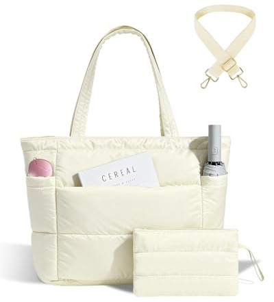 Moyad Puffer Tote Bag Damen Daunentasche Handtasche mit Schultergurt Leichte Umhängetasche für Arbeit Reise Shopping Uni