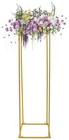 Fyssnn Hochzeit Blumenständer Gold 180cm - Metall Rechteckige Vase, Große Bodenvase für Hochzeitsdekoration, Pflanzenständer Blumenregal für Zuhause, Garten, Party, Geburtstag, Empfang, Verlobung