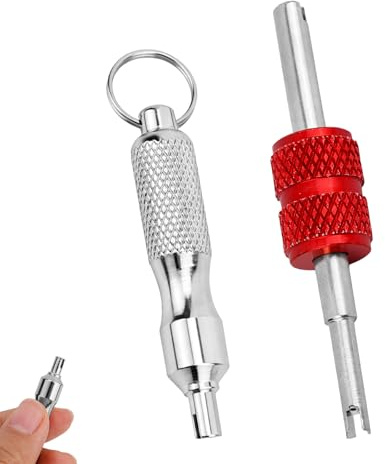Penitue 2pcs Tyre Valve Core Removal Tool Keychains, Dual & Single Head Tire Stem Core Installation Remover Portable Valve Removal Tool Repair Accessories for Car Motorcycle Bicycle