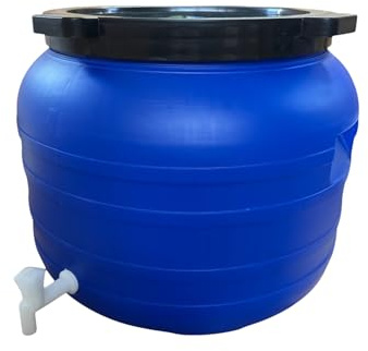 Jordan & Jordan - FUT Plastique 100 litres avec Couvercle à Visser et Robinet – Stockage Eau, Aliments, Huiles, Solides – Baril Alimentaire – Haute Résistance et Durabilité