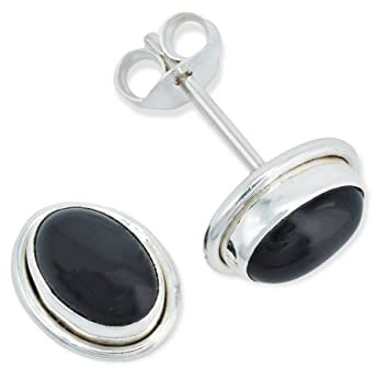 Ohrstecker 925 Silber Onyx schwarzer Stein Edelstein Ohrringe echt Silber Damen Sterling Silber Stecker Geschenk(MOS-039-03)