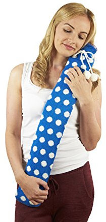 Warmies extra long hot water bottle Blue Polka dot knit