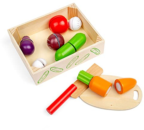 Bigjigs Toys Cutting Vegetables Crate with Chopping Board and Knife