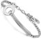 Cupimatch Damen elegant Edelstahl Charm Armband Armreifen Set, Panzerarmband mit Kreise Zirkonia, silber