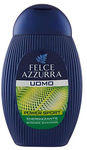 Felce Azzurra - Docciaschiuma e Shampoo Uomo Power Sport Energizzante, Shampo e Doccia Schiuma 2 in 1 Fresco e Profumato, Gel Detergente Corpo e Capelli, Gel Doccia Limone, Salvia e Mandarino, 250 ml