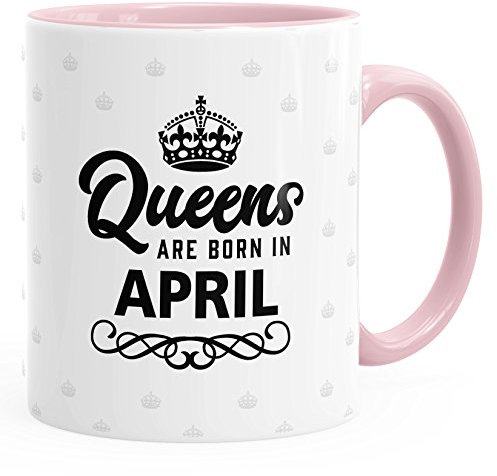 MoonWorks Queens Are Born in April Geburtstags Spruch Kaffee-Tasse rosa Unisize