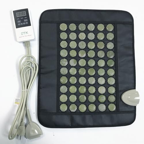 UTK Ferninfrarot-Heizkissen - Natürliches Jade-Heizkissen zur Linderung chronischer Rückenschmerzen - Klein (19 x 15), Smart Controller, einstellbare Temperatur und Reisetasche enthalten