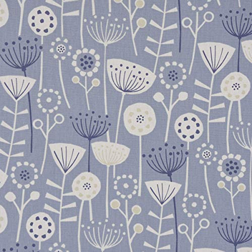 Fryett`s Englischer Dekostoff Baumwollstoff Blumen abstrakt blau 138cm