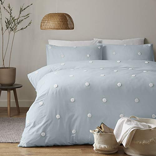 Appletree Set, Cotton, Duck Egg/White, Single, W135cm x L200cm (Duvet Cover), W50cm x L75cm (Pillow Case)