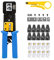 MAYLINE RJ45 Crimp Tool Kit CAT5 CAT6 Ethernet Crimping Tool Pass Through, RJ11, 6P/8P Crimp, LAN Wire Cutter Stripper Tool with 10PCS RJ45 Crimper Connectors(Blue)