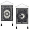 Lahviuu Wandteppich,2pcs Tarot Wandteppich Trippy Wandbehang Tapisserie mit Quasten Mond und Sonne Wandteppiche, Schwarz weiße Tapisserie Wandbehang für Schlafzimmer Wohnzimmer, 35x50 cm