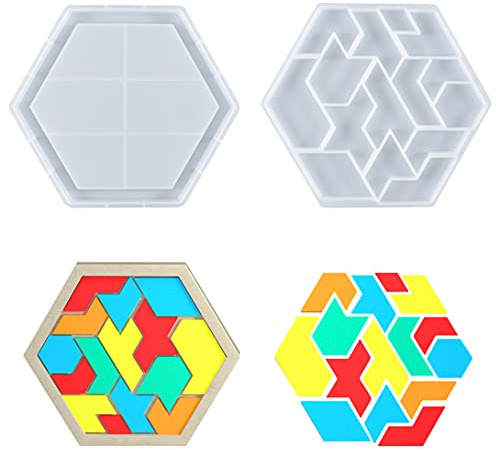 2 Stk. Epoxidharz‑Silikonformen, Tangram‑förmige Gießformen für Erwachsene‑DIY‑Handwerk, Dekotablett & Wohndekoration