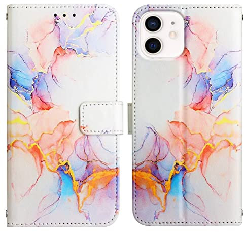 COTDINFOR Compatible with iPhone 11 Custodia Libro PU Pelle Portafoglio Slot Schede Chiusura Magnetico Antiurto Flip Cover per Phone 11 Marble Colorful YB.