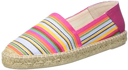 Geox Femme D LAMPEDUSA Sandale compensée Espadrille, Multicolor/Cyclamen, 36 EU