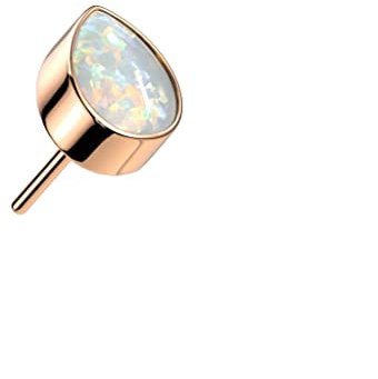 Paula & Fritz® Push-In Aufsatz Trofen Rosegold Opal Weiß Titan-IUM Grade 23 Piercing 3,5 x 4,5-mm Set Ohr-Stecker Labret Stud Nipple Straight Barbell