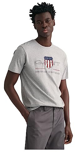 GANT Herren Reg Archive Shield T-shirt T Shirt, Grey Melange, XXL EU