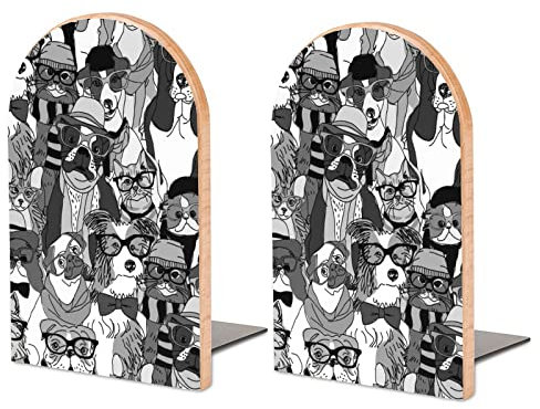 Mode Chats et Chiens Bois Serre-Livres Anti-dérapant Support de Livre Grand Serre-Livres Organisateur pour Bureau Maison étagères de Bureau