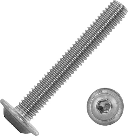 Techtanium® Linsenkopfschrauben M3 x 50/50 mm mit Innensechskant & Flansch aus Edelstahl A2 (5 Stück) | Versch. Größen & Verpackungseinheiten verfügbar | Flanschschrauben | ISO 7380