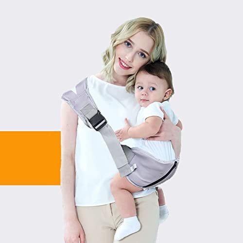Bymivofun Tragbare Babytrage, Ergonomische, Breitere, Separate, Gepolsterte Schultergurte, Weiche, Atmungsaktive Kindertragetücher für Säuglinge und Kleinkinder bis 55 kg, 5–42 Monate (Grau)