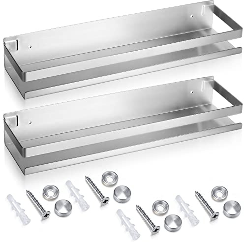 Lallisa 2 Stück Edelstahl-Regal Badezimmer Dusche Schweberegale Wandmontage Dusche Caddy Korb Regal Lagerung Organizer Regale für Badezimmer, Küche, Wohnzimmer (Silber, 40 cm)