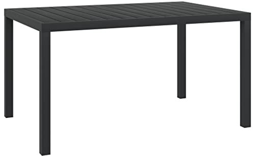 FIRBNUS Gartentisch 150x90x74 cm Garten Esstisch Wetterfest Schwarz Tisch Beistelltisch Outdoor Balkontisch Tischplatte Esszimmertische Sideboard Kaffeetisch für Terrasse WPC Aluminium