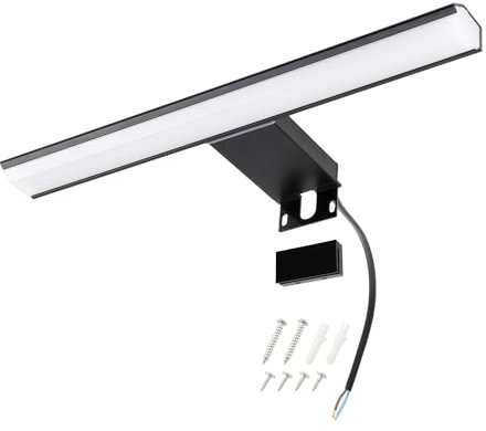 da LIGHT LED Spiegellampe 8W 580LM, Badzimmerlampe 30CM, IP44 Spritzwassergeschützt Spiegelleuchten, 4000K Neutralweiß Einfache Installation, Farbe Schwarz