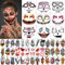 3D Halloween Visage Tatouage Temporaire pour Hommes Femmes, Crâne Squelette Masque Maquillage Faux Tatouage Autocollant, Fantôme Sorcière Citrouille Lanterne Chauve-Souris Civette Chat Petit Tatouage