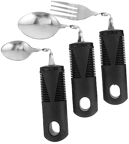 SOLUSTRE 3-Teiliges Biegsames Besteck Tragbare Utensilien Besteck Aus Edelstahl Geschirr Für Behinderte Leicht zu Greifendes Besteck Gebogene Biegsamer Teelöffel Besteck Für besteck gebogen