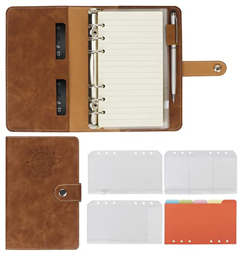 Skycase A6 Ringbuch-Organizer aus PU-Leder – Mit 6-Loch-Füllpapier & Bindertaschen | Notizbuch, Tagebuch oder Planer | Hochwertiger Binder für Büro & Schule