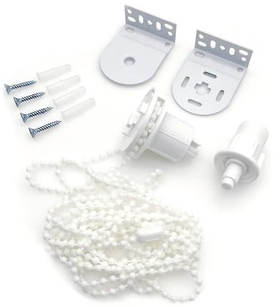 JZK Staffe di montaggio per tende a rullo in metallo bianco da 32 mm con catena a perline, kit di riparazione di ricambio per tende a rullo, meccanismo per tende a rullo, fissaggio superiore, raccordi