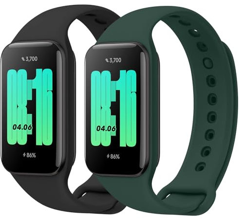 Vancle 2 Stück Armband für Xiaomi Redmi Band 2 / Xiaomi Mi Smart Band 8 Active, Silikon Armbänder Wasserdichtes Sport Ersatzarmband für Mi Smart Band 8 Active/Redmi Smart Band 2 Uhrenarmband