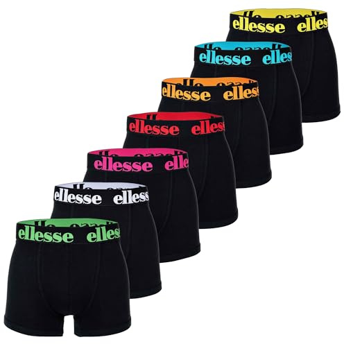 Ellesse Herren Boxer Shorts, 7er Pack - Yema 7 Pack Boxer Shorts, Logo, Cotton Stretch Schwarz/Multi2 M