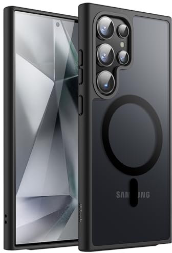 JETech Magnetic Case for Samsung Galaxy S24 Ultra 5G, Compatible with MagSafe, Translucent Matte Back Shockproof Phone Cover (Black)