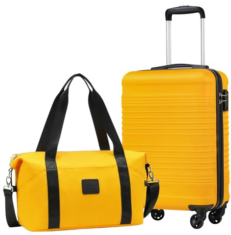 COOLIFE Handgepäck Koffer 55x35x20cm und Kabinentasche 20L(40x25x20cm) Set, Koffer Set passend für Ryanair, Reisekoffer ABS Hartschale kabinenkoffer mit 4 Rollen und praktischem TSA Schloss