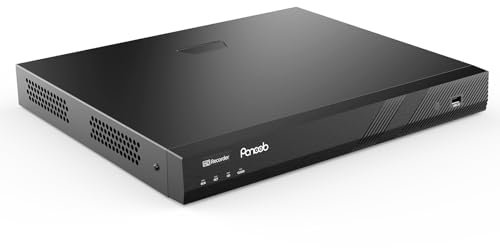 PANOOB 16CH H.265 Netzwerk-Videorecorder, 4K 16 PoE-Ports NVR, Fernzugriff, Bewegungsalarm, 24/7-Aufnahme, intelligente Wiedergabe, unterstützt 8MP/5MP/4MP/3MP PoE-Kameras, zwei SATA-Ports bis zu 16
