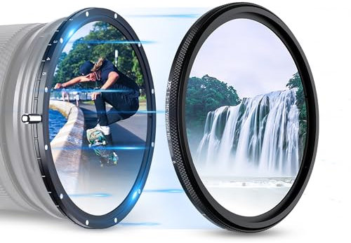 JJC Filtre 72mm ND Variable True Color ND2.5-ND1000 10-Stop, Aucune Déformation des Couleurs Filtres ND2.5-32 Densité Neutre Austable avec ND32 Fixe pour Objectif Appareil Photo, Pas de X Croix Noire