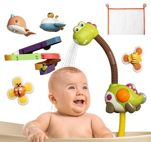TUMAMA Juguetes de Baño Bebe, Juguetes Bañera Agua Bebe, Juguete Bañera Ducha para la Bebe, Regadera Baño Bebe Niños 3 4 5 6 Años Tener Múltiples Piezas Juguetes Flotantes, Materiales ABS Seguros