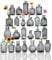 Sawoake Lot de Petits vases en Verre Transparent avec couvercles pour décoration de Table, Mariage, réception, Maison, Bouteilles Vintage (Gris fumée, 24)
