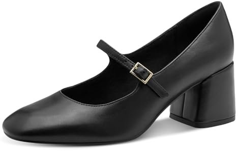 MARCO TOZZI Damen Mary Janes aus Leder mit Blockabsatz, Schwarz (Black), 40 EU