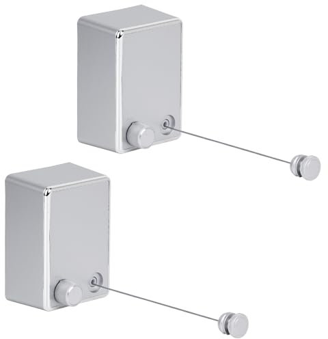 MUYIRTED 2 Juegos Tendedero Extensible Pared De 4,2 M, Cuerda Tendedero Ropa para Interiores Y Exteriores con Núcleo De Acero, Tendedero Oculto para Balcones, Lavaderos, Baños