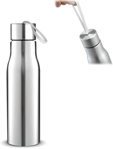 Bouteille d'eau de fitness en acier inoxydable de 500 ml - Bouteille d'eau de sport étanche à large goulot - Sans BPA - Avec bandoulière - Convient pour le bureau, les voyages, les sports de plein air