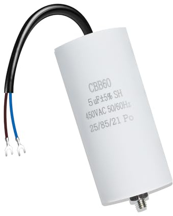 Iruihoo CBB60 450V 5uf Condensateur de démarrage, 50/60HZ Capacitor, Condensateur antiparasite microfarad Condensateur de démarrage moteur avec fil