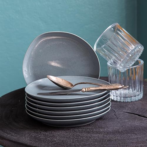 Kütahya Porselen Kuchenteller Set 22 cm – 6er Set Blaue Porzellan Kuchenteller für 6 Personen | Elegantes und Stilvolles Design – Perfekt für Kuchen & Desserts