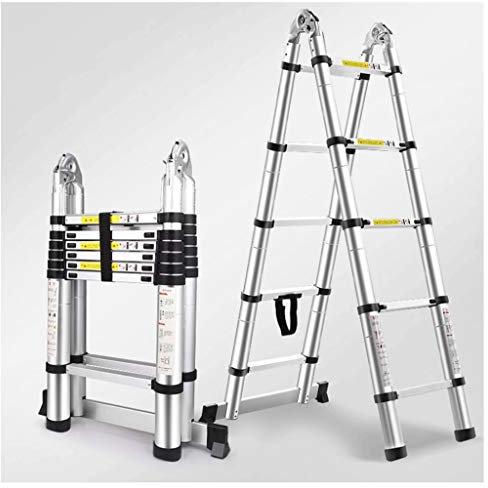 JDHSKCF Ladders Telescopic Ladder,Extension Ladder, 18 FT Aluminum Telescoping Extension Ladder with Carry Bag,Retraction Telescopic Ladder,with Locking Mechanism Non-Slip Selfless dedication