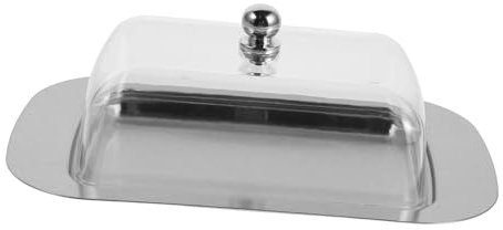 IMIKEYA 1 Ensemble De Plats À Beurre En Acier Inoxydable Récipient À Beurre En Métal Porte-Fromage En Plastique Argenté