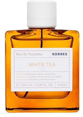 KORRES White Tea Eau de Toilette da donna, profumo floreale e fresco da donna, con delicato profumo di gelsomino, vegano, taglia grande, 100 ml