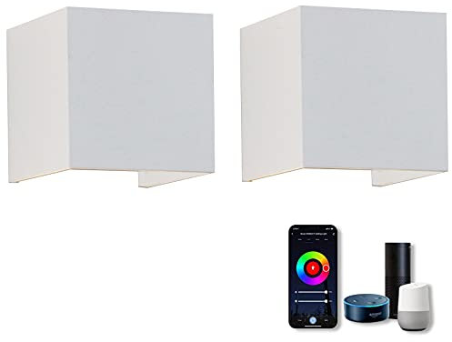 Klighten 2 PCS LED Wandleuchte Alexa,14W Smart Home Wandlampe Alexa Dimmbar 3000K-6000K Steuerbar via App,IP65 wandlampe alexa Mit Einstellbar Abstrahlwinkel LED Wandleuchte Innen & Außen,Weiß